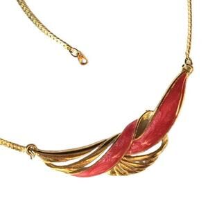 80s style gold tone and red enamel necklace - very nostalgic, possibly vintage?